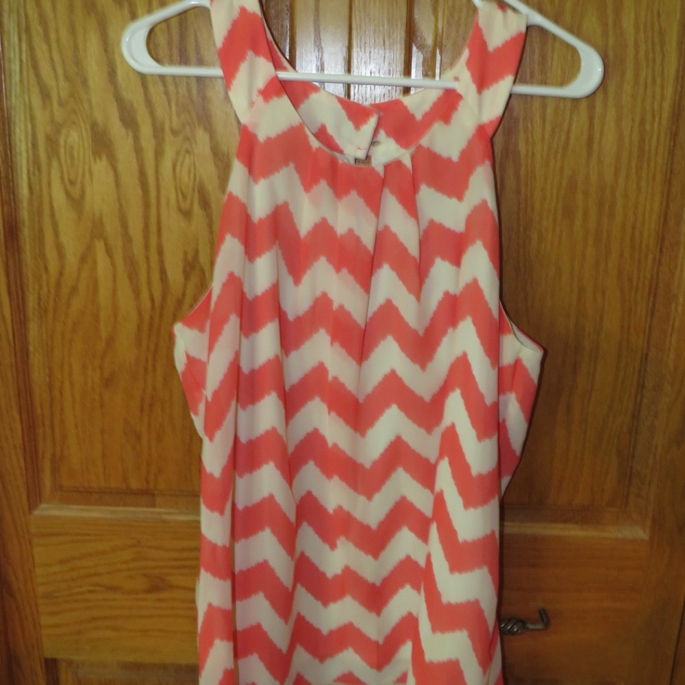 Maurices Pink and White Sleeveless Tank Top